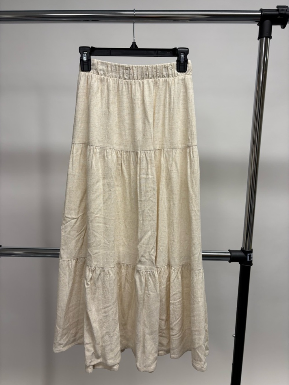 Stradivarius Cream Tiered Maxi Skirt
